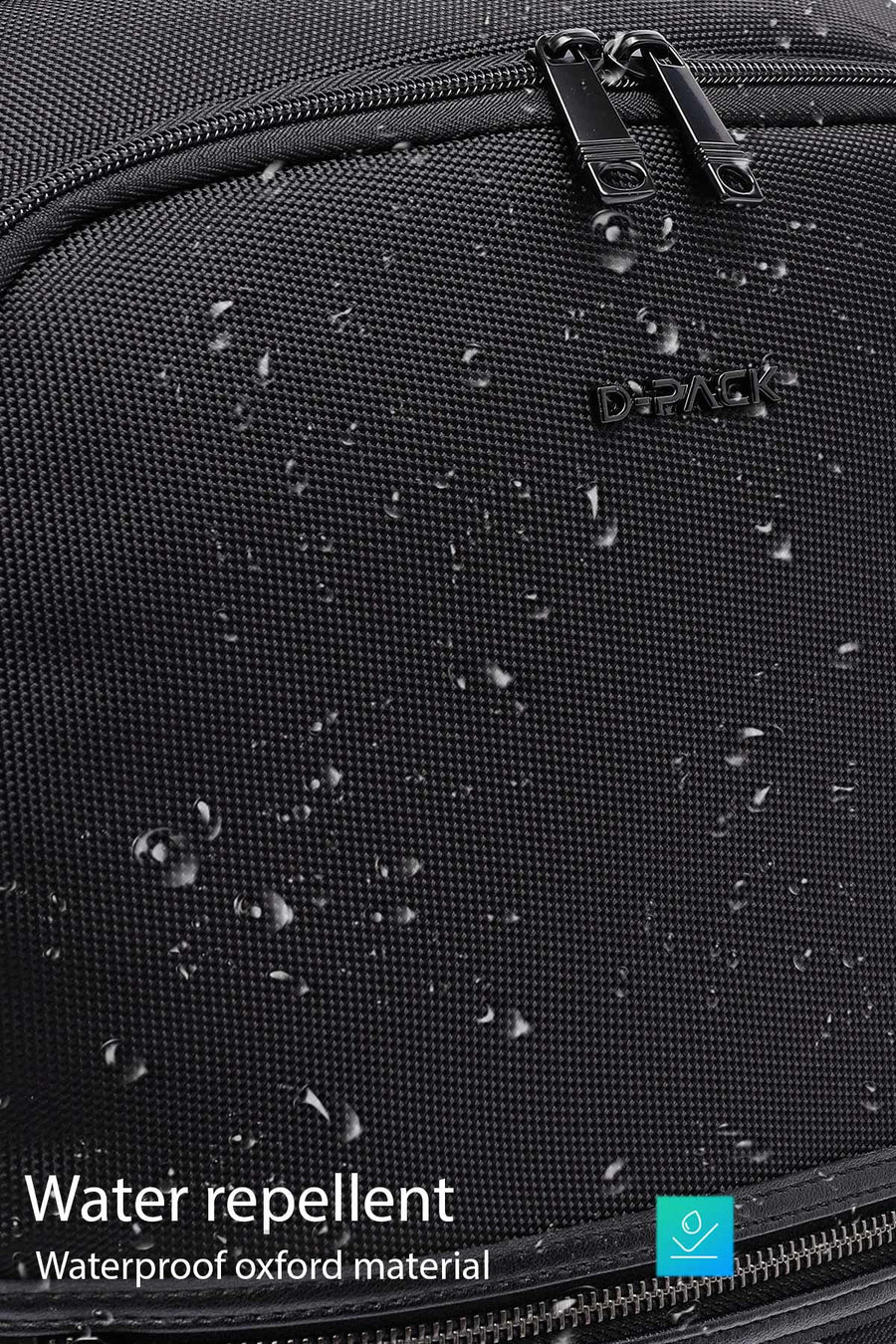 D-Pack Unisex Black Fabric Backpack