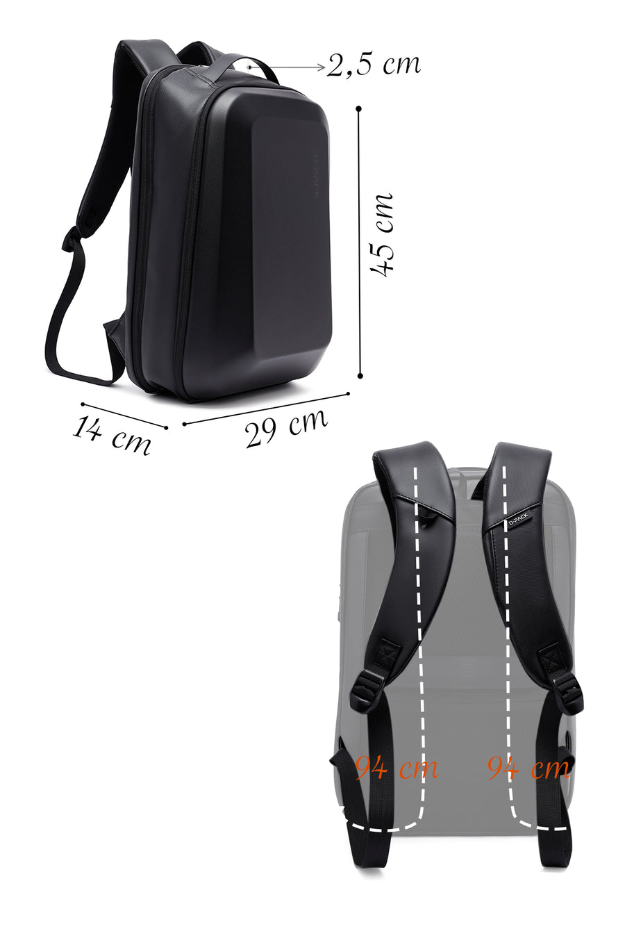 D-Pack Unisex Black Backpack