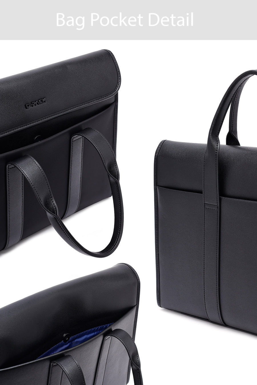 D-Pack Men's Black Fabric Briefcase