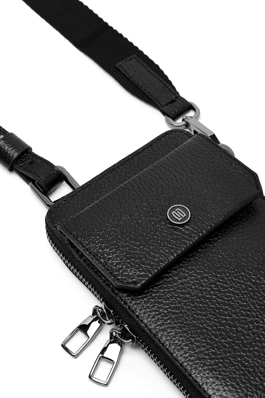 Men's Black Leather Crossbody Bag