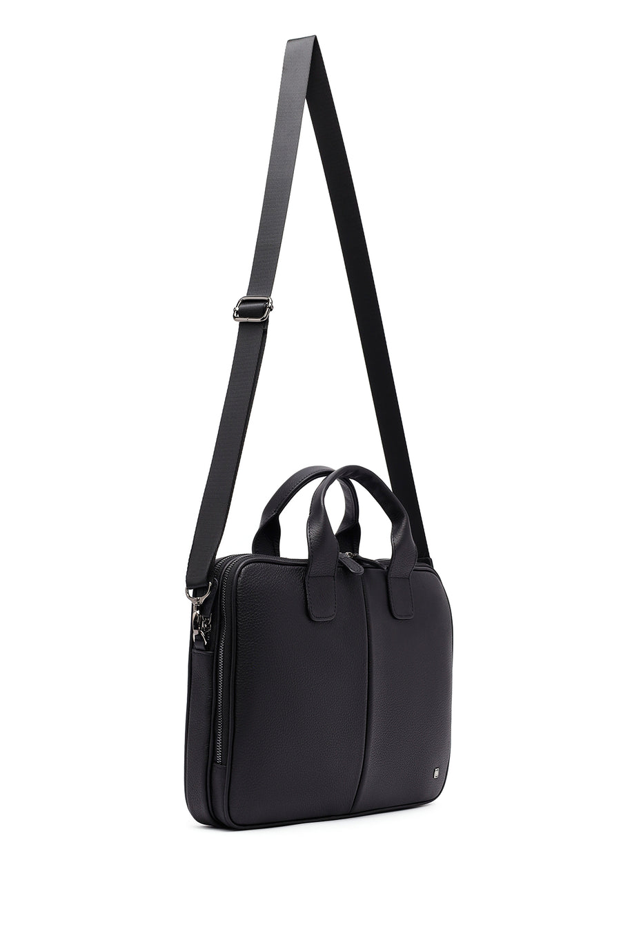 
Men's Black Long Strap Leather Laptop Bag
