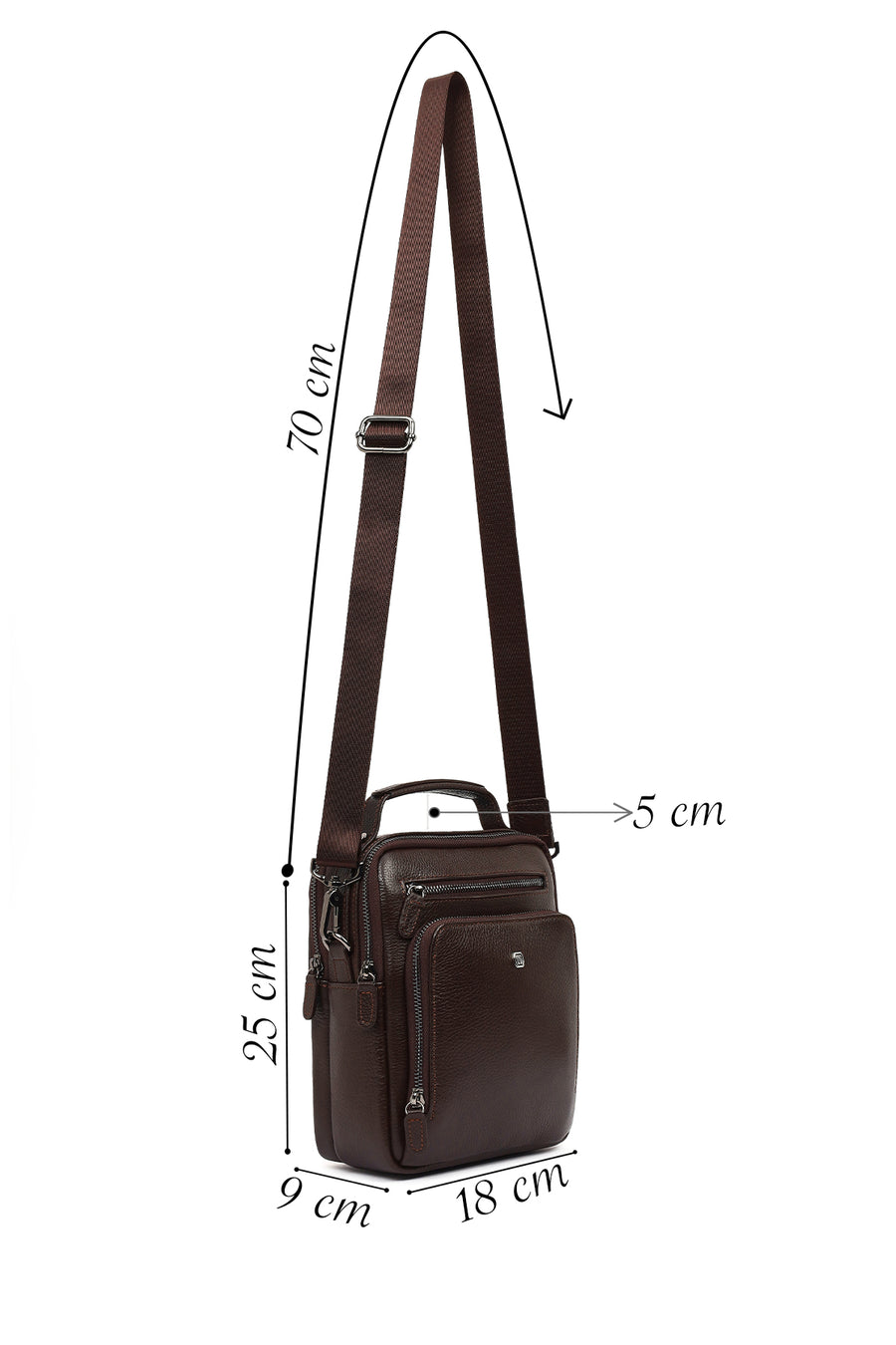 Men's Brown Long Strap Leather Handbag
