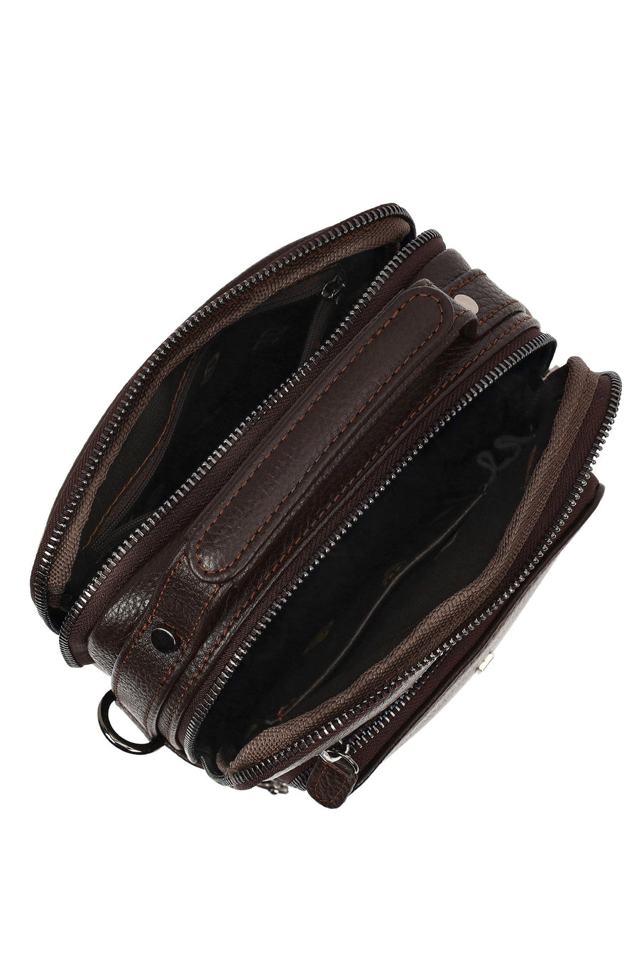 Men's Brown Long Strap Leather Handbag