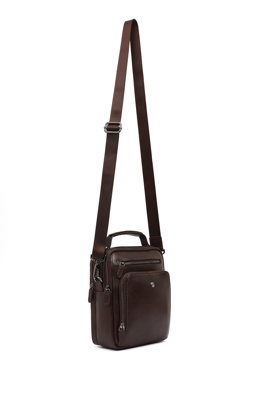 Men's Brown Long Strap Leather Handbag