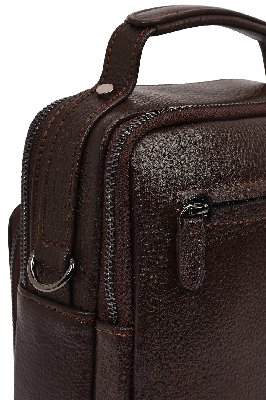 Men's Brown Long Strap Leather Handbag