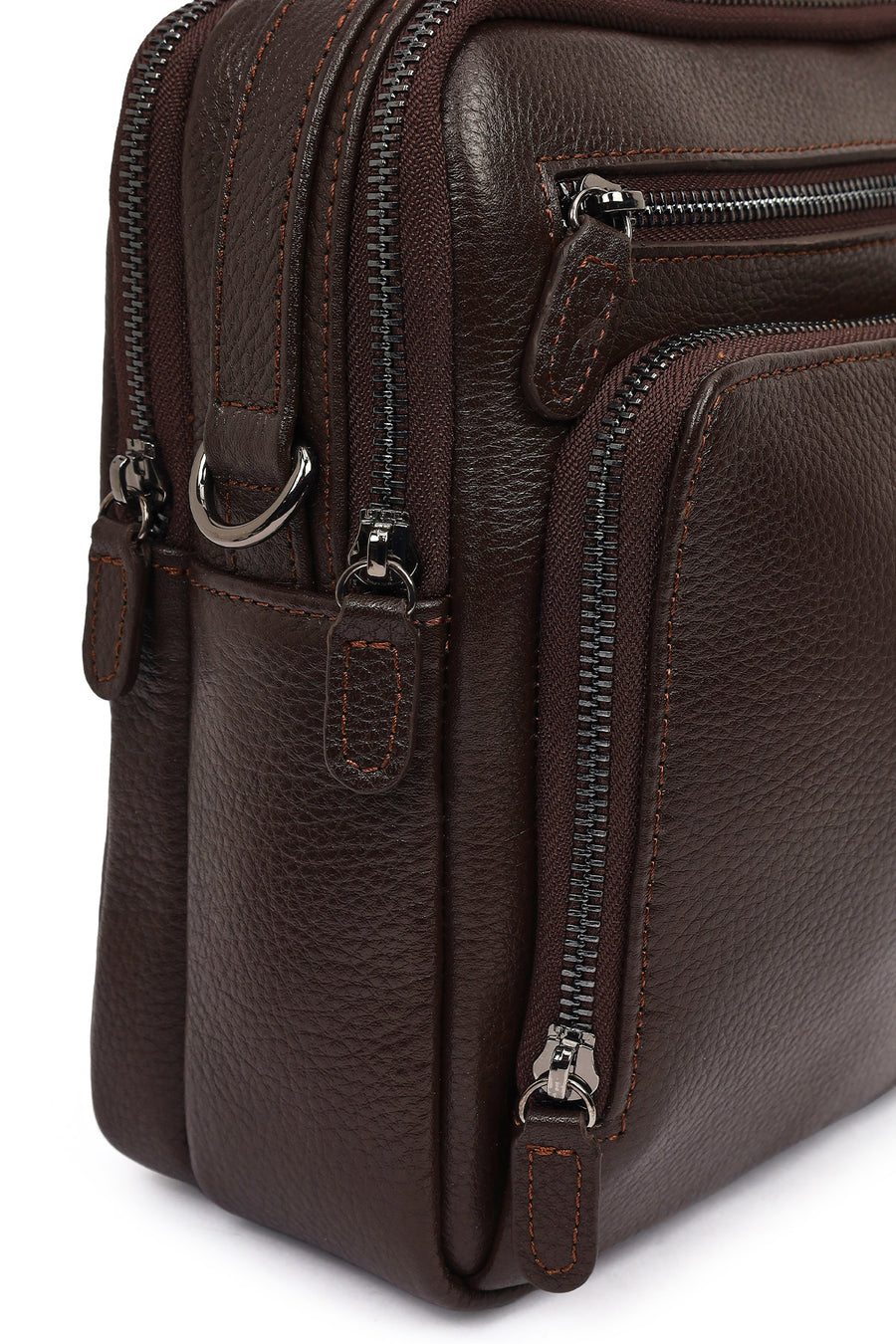 Men's Brown Long Strap Leather Handbag
