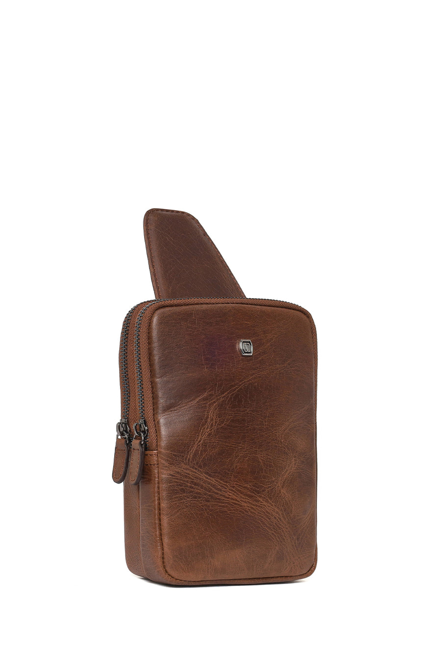 Men's Brown Mini Leather Crossbody Bag