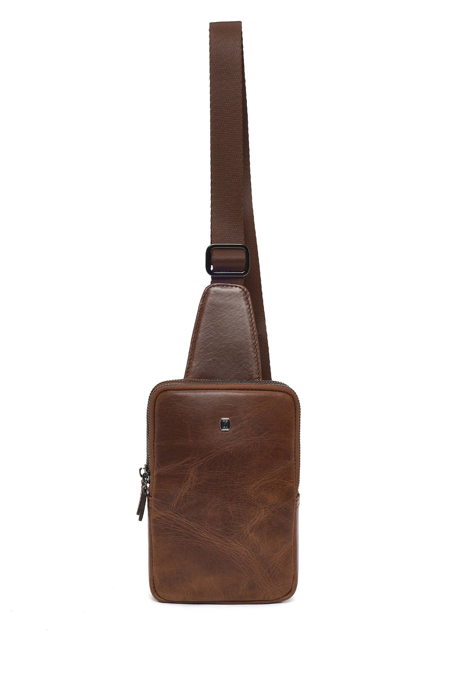 Men's Brown Mini Leather Crossbody Bag
