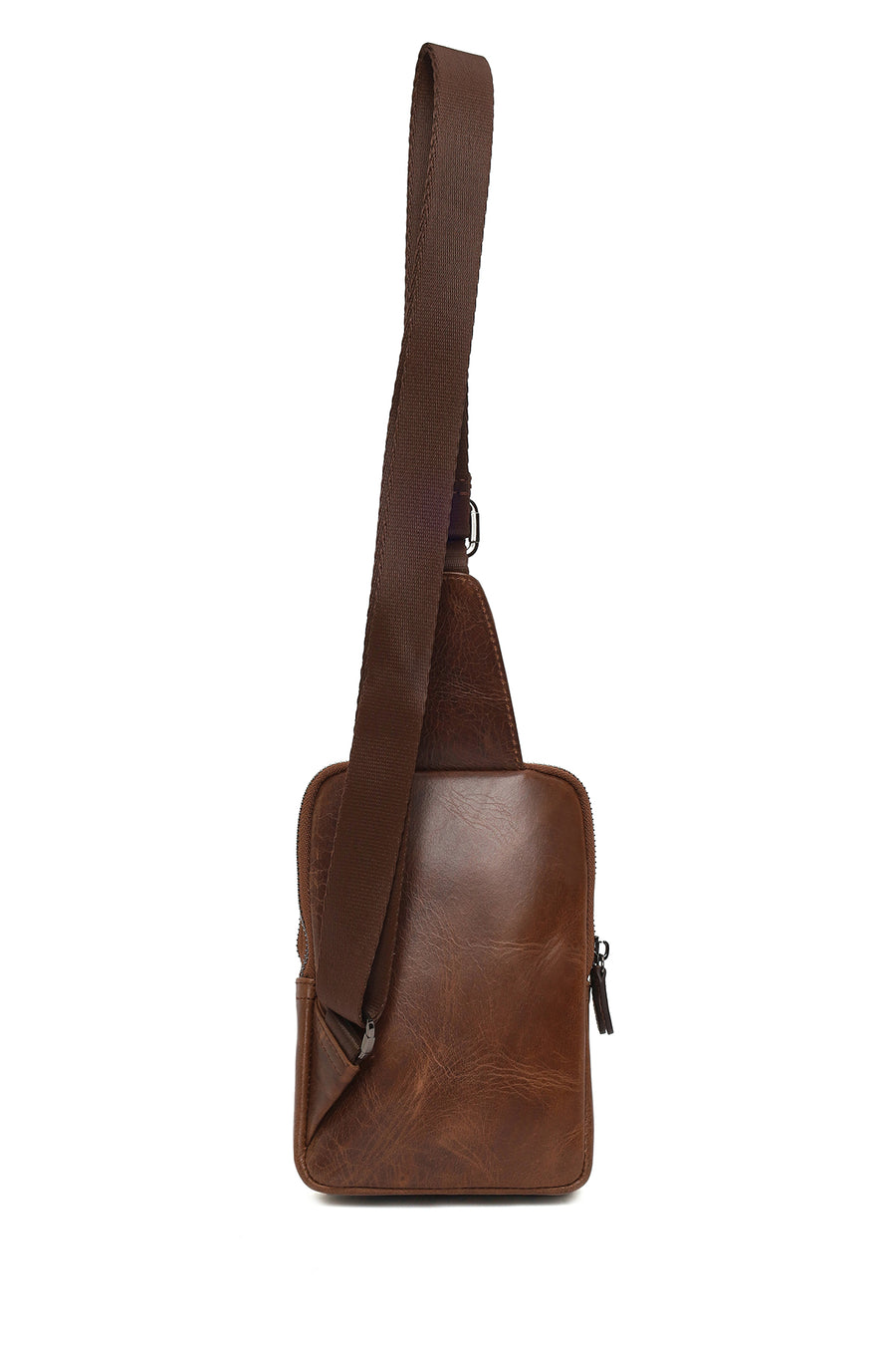 Men's Brown Mini Leather Crossbody Bag