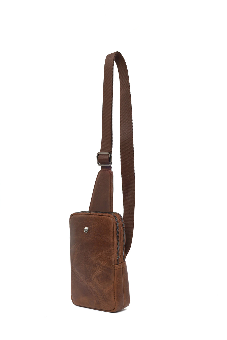 Men's Brown Mini Leather Crossbody Bag