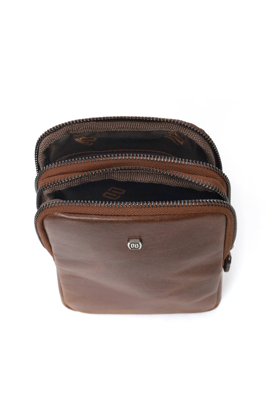 Men's Brown Mini Leather Crossbody Bag