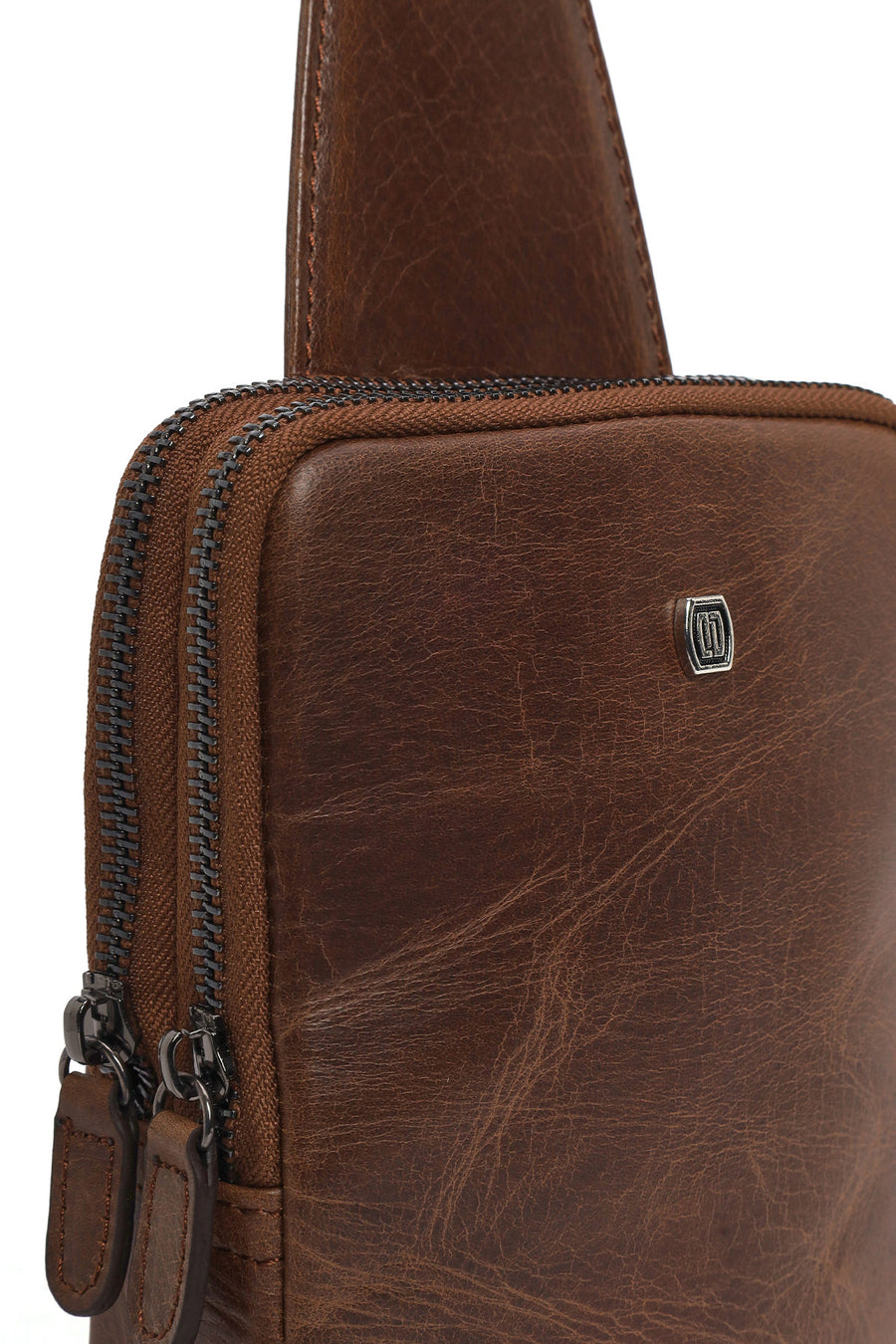 Men's Brown Mini Leather Crossbody Bag