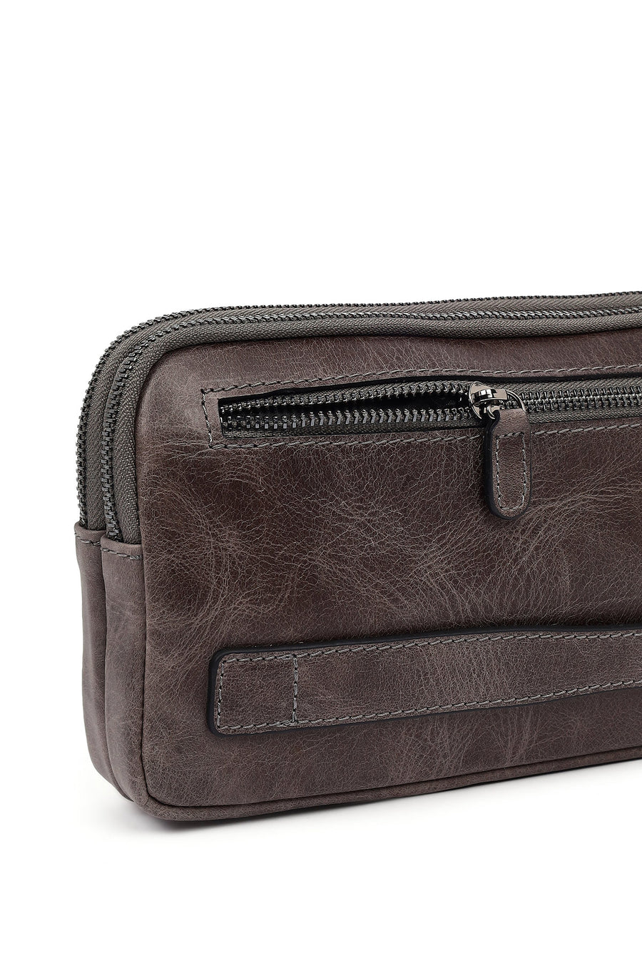 Men's Grey Leather Mini Handbag