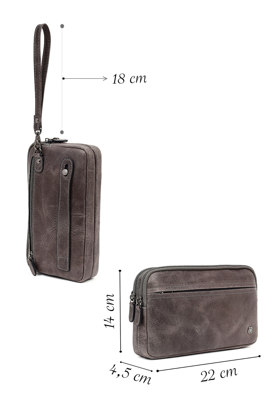 Men's Grey Leather Mini Handbag