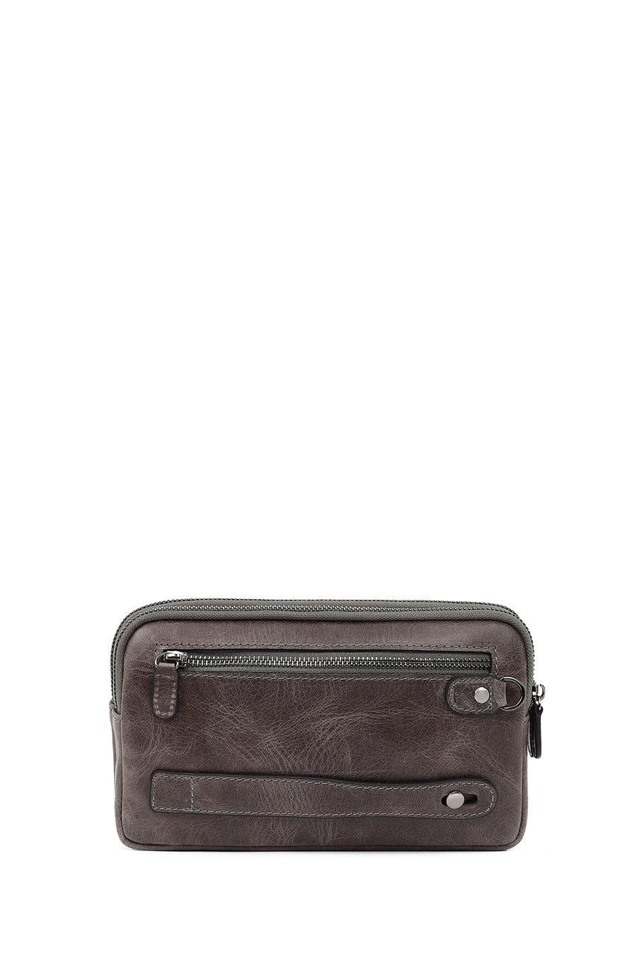 Men's Grey Leather Mini Handbag