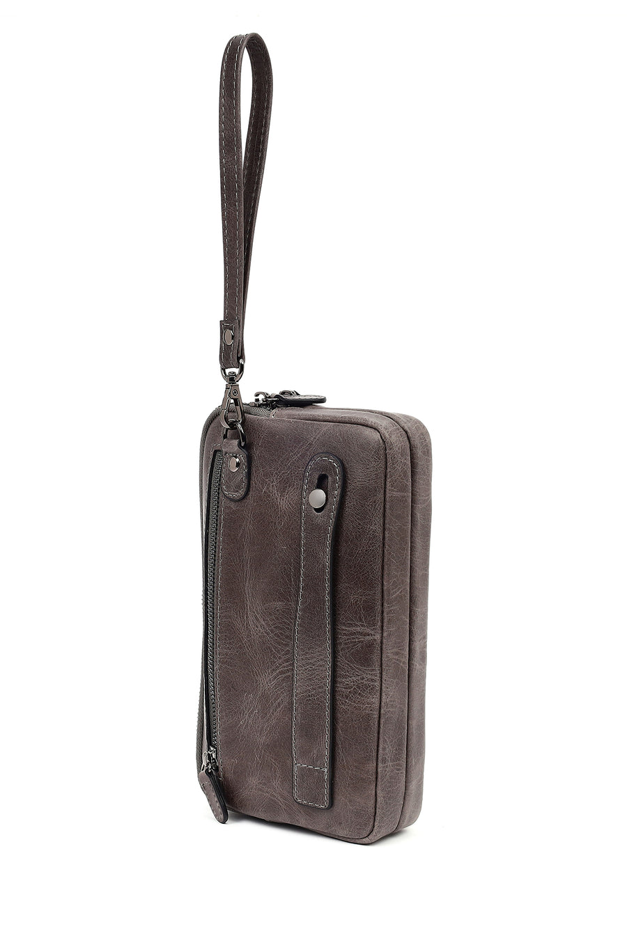 Men's Grey Leather Mini Handbag