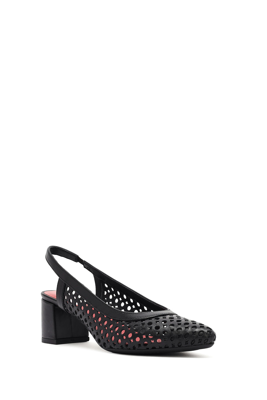 Derimod Gritti Women's Black Open Back Short Thick Heeled Leather Shoes