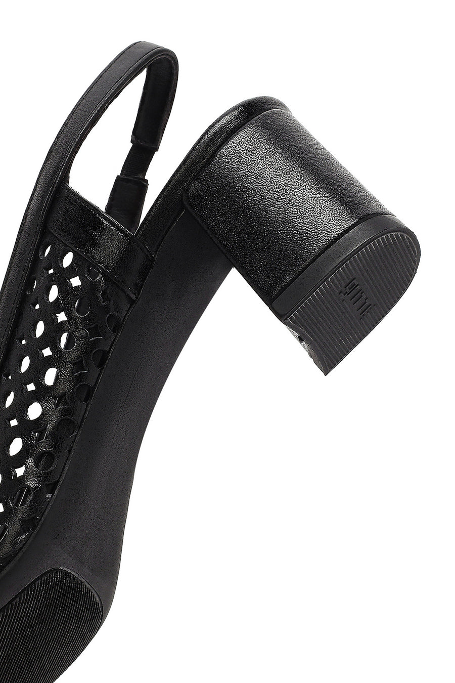 Derimod Gritti Women's Black Open Back Short Thick Heeled Leather Shoes