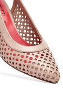 Derimod Gritti Kadın Bej Arkası Açık Kısa Kalın Topuklu Deri Ayakkabı | Derimod