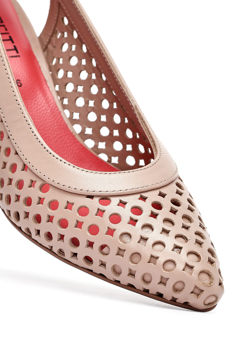 Derimod Gritti Women's Beige Open Back Short Thick Heeled Leather Shoes