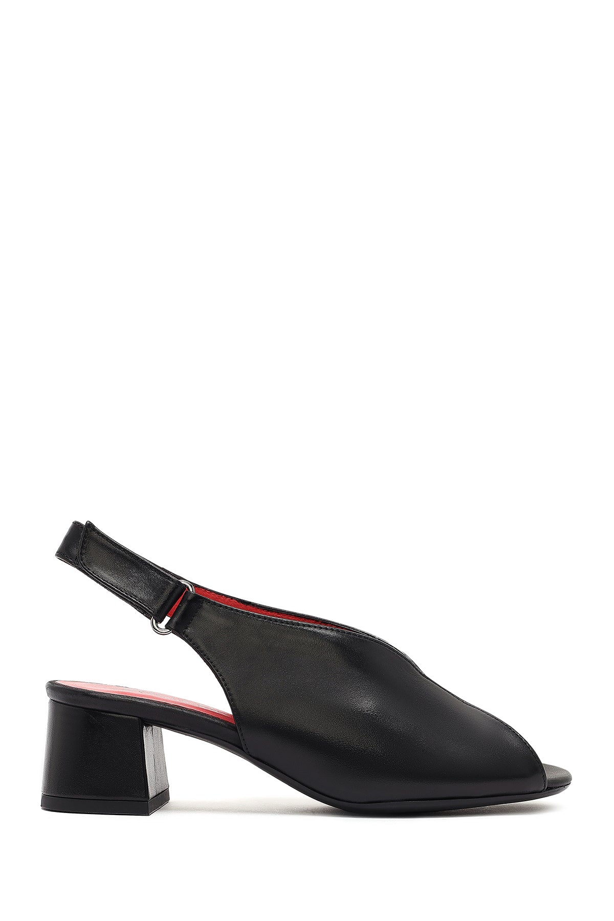 Women's Black Ankle Strap Low Heeled Leather Sandals 25SFD110518 | Derimod