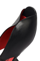 Women's Black Ankle Strap Low Heeled Leather Sandals | Derimod