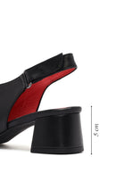 Women's Black Ankle Strap Low Heeled Leather Sandals | Derimod