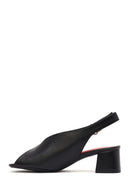 Women's Black Ankle Strap Low Heeled Leather Sandals | Derimod