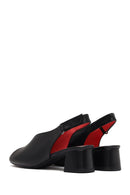 Women's Black Ankle Strap Low Heeled Leather Sandals | Derimod