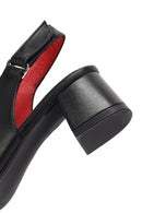 Women's Black Ankle Strap Low Heeled Leather Sandals | Derimod