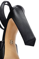 Women's Black Ankle Buckle Platform High Thick Heel Leather Sandals | Derimod