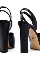 Women's Black Ankle Buckle Platform High Thick Heel Leather Sandals | Derimod