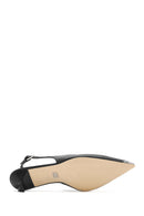 Women's Black Leather Low Heeled Slingback Shoes | Derimod