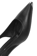 Women's Black Leather Low Heeled Slingback Shoes | Derimod