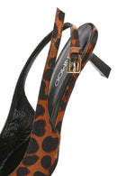 Kadın Leopar Desenli Arkası Açık Saten Kısa İnce Topuklu Deri Ayakkabı | Derimod