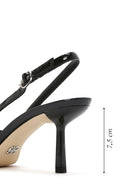 Kadın Siyah Arkası Açık İnce Topuklu Deri Ayakkabı | Derimod