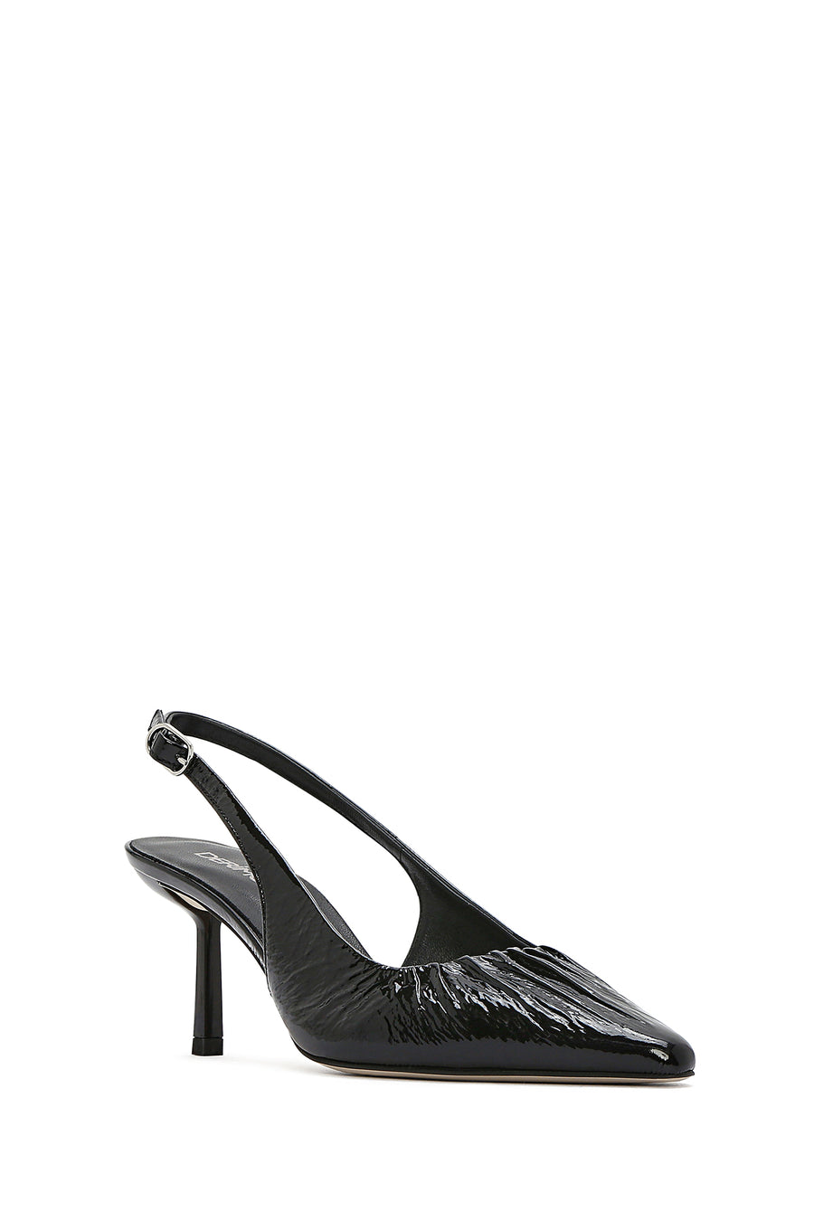 Women's Black Open Back Thin Heeled Leather Shoes