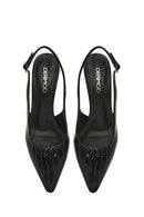 Kadın Siyah Arkası Açık İnce Topuklu Deri Ayakkabı | Derimod