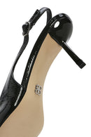 Kadın Siyah Arkası Açık İnce Topuklu Deri Ayakkabı | Derimod