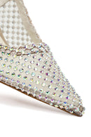 Women's Beige Stoned Open Back Thin Heeled Leather Shoes | Derimod