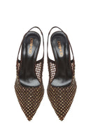 Kadın Bronz Taşlı Arkası Açık İnce Topuklu Deri Ayakkabı | Derimod