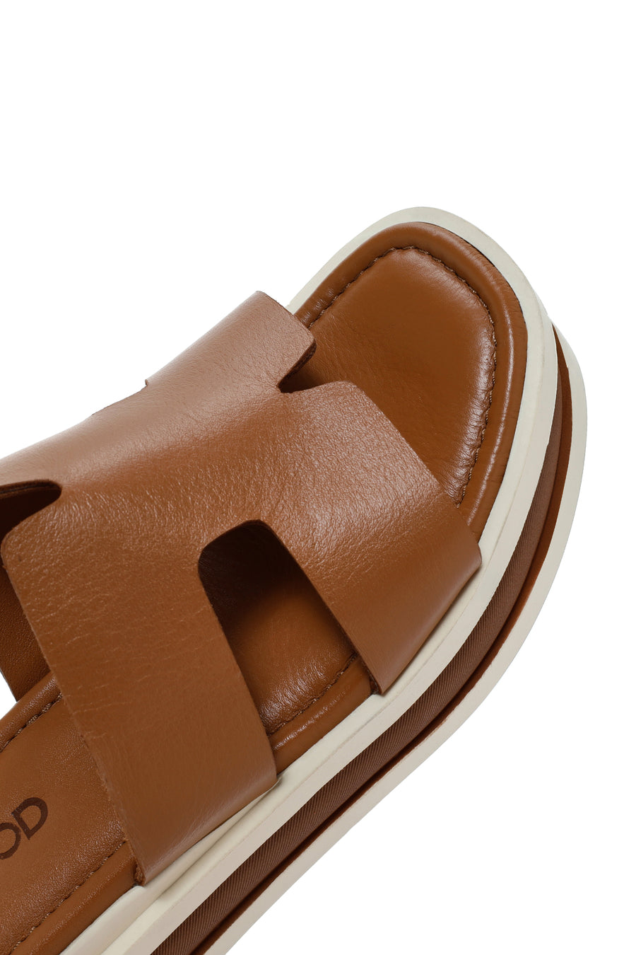 Women's Tan Thick Soled Leather Slippers