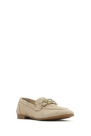Women's Beige Suede Leather Masculine Loafer | Derimod