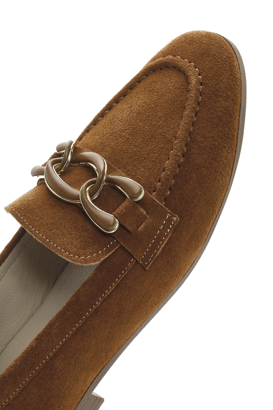 Women's Tan Suede Leather Masculine Loafer