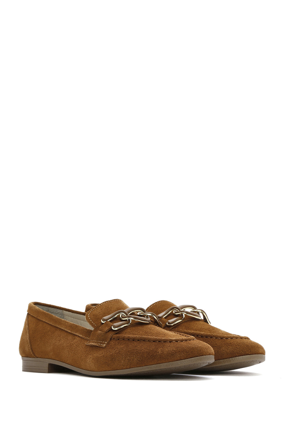 Women's Tan Suede Leather Masculine Loafer