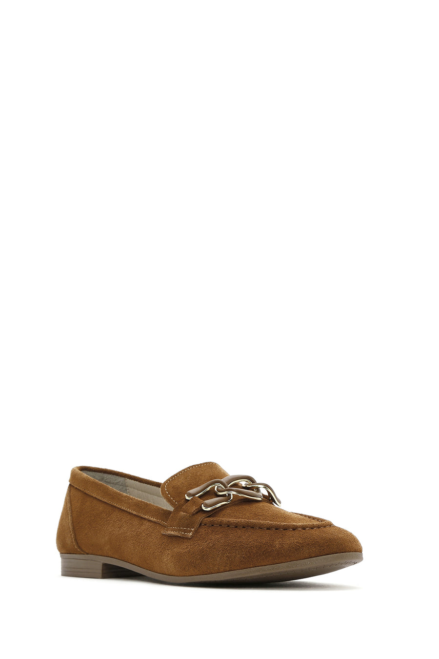 Women's Tan Suede Leather Masculine Loafer