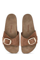 Kadın Taba Tokalı Süet Deri Terlik | Derimod