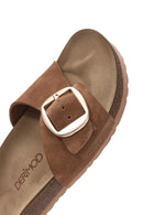 Kadın Taba Tokalı Süet Deri Terlik | Derimod