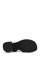 Kadın Siyah Bilekten Tokalı Kısa Kalın Topuklu Deri Sandalet | Derimod