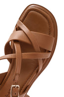 Kadın Taba Bilekten Tokalı Kısa Kalın Topuklu Deri Sandalet | Derimod